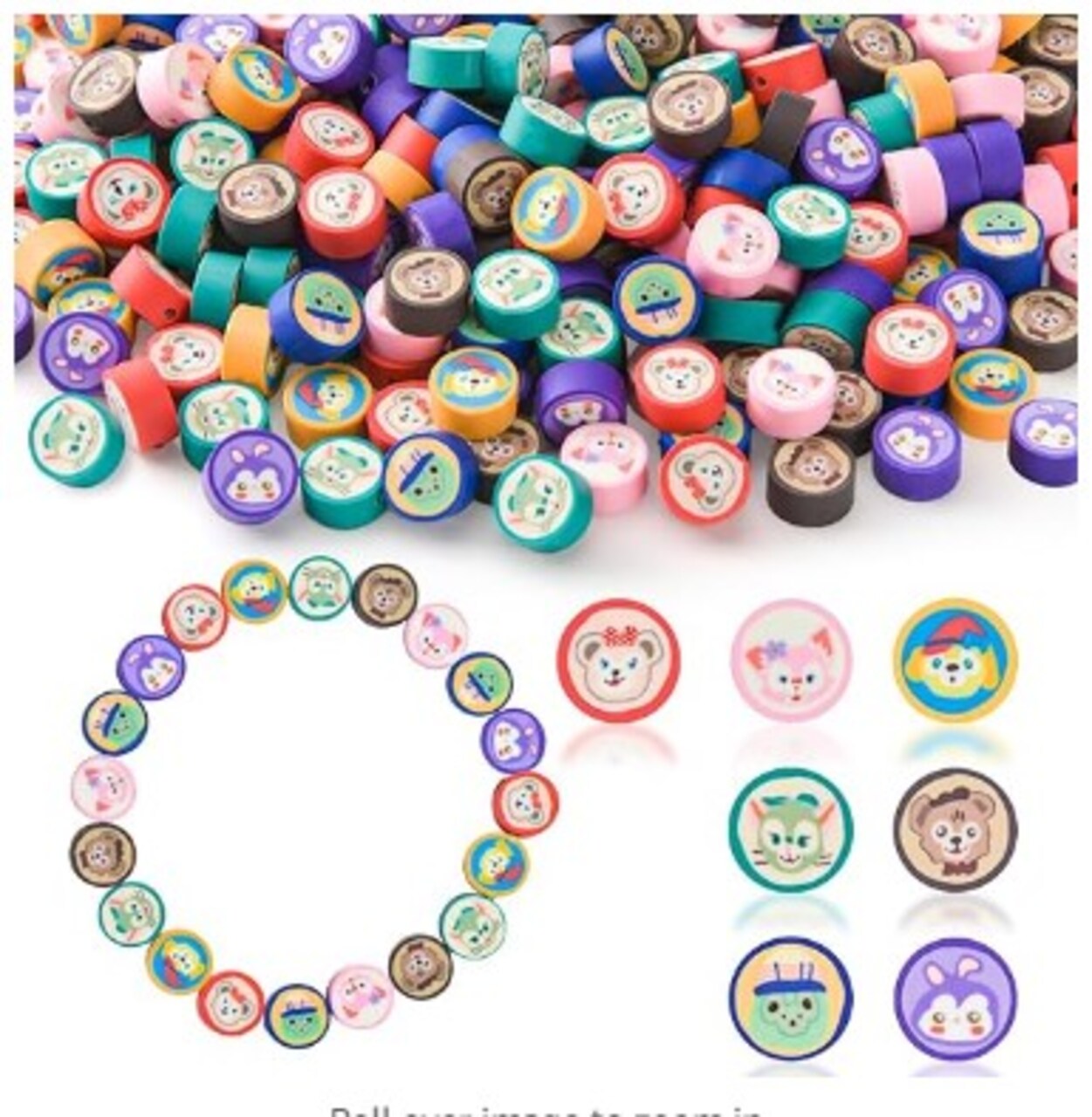 350 Pieces Cartoon Polymer Clay Beads in a Variety of Colours Anime Kawaii Charm Beads for DIY Jewellery Earring Crafts Making, Cute Animal Spacer Beads Charms for Bracelet Necklace Making Kit
